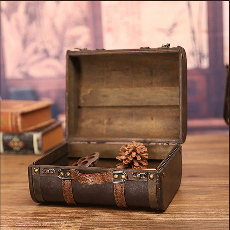 Retro Storage Treasure Wooden Box Documents Storing Jewelry Necklaces Souvenirs Home Photography Decor Holiday Gift Crafts - StorageandmoreStorage