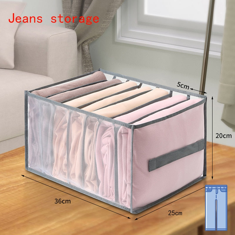 Jeans Compartment Storage Box Closet Clothes Drawer Mesh Separation Box Underwear Pants Drawer Divider Can Washed Home Organizer - StorageandmoreStorage