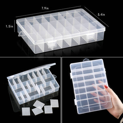 Transparent Plastic Storage Jewelry Box Compartment Adjustable Container For Beads Earring Box For Jewelry Rectangle Box Case - StorageandmoreStorage