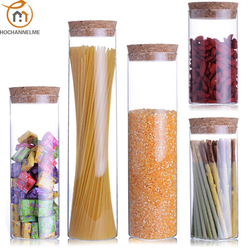 Transparent glass jars Seal jars Grains storage Bottles spice jar kitchen storage cans Kitchen Storage Organization - StorageandmoreStorage