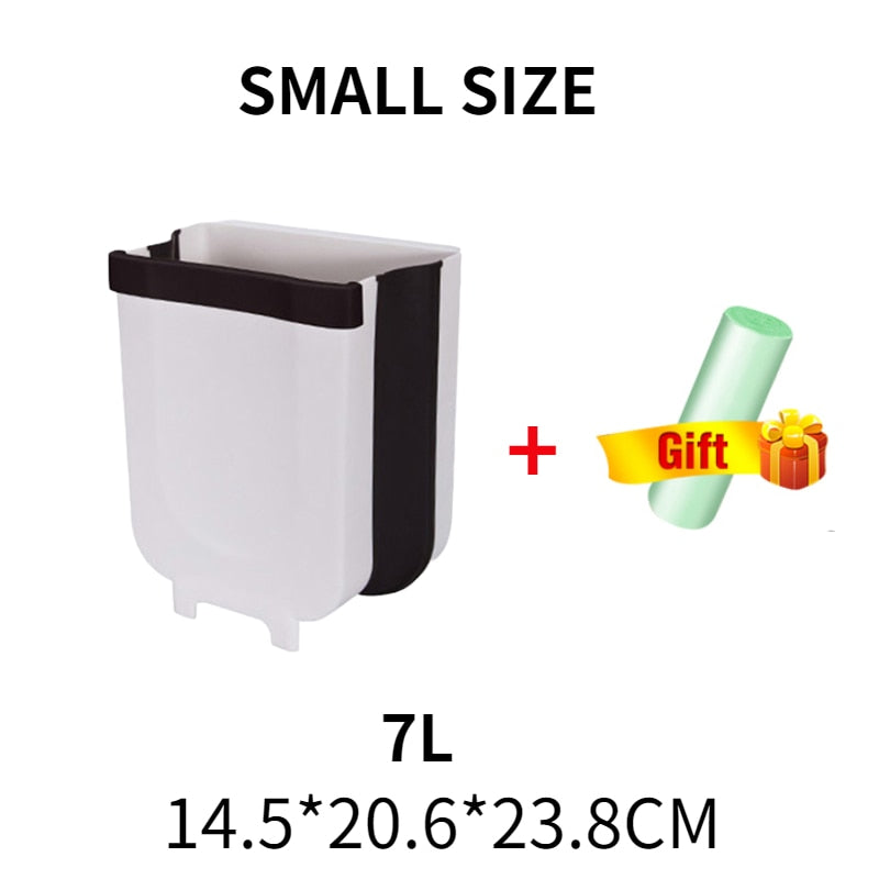 9L Foldable kitchen Trash can With 15PCS Garbage bag Plastic Car Trash Bin kitchen Cabinet trash Storage - StorageandmoreStorage