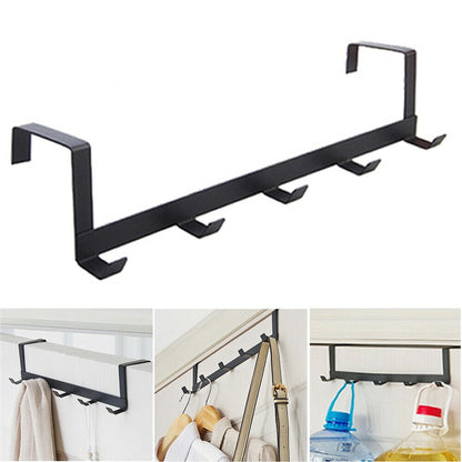 Hooks Over The Door 5 Hooks Home Bathroom Organizer Rack Clothes Coat Hat Towel Hanger Bathroom Kitchen Accessories Holder Rack - StorageandmoreStorage