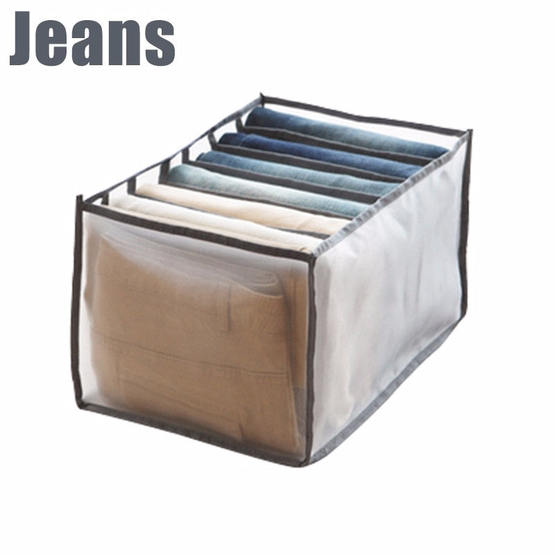 New 6/7/9/11 Grids Washable T-shirt Jeans Compartment Storage Closet Clothes Drawer Mesh Separation Box Stacking Pants Drawe - StorageandmoreStorage