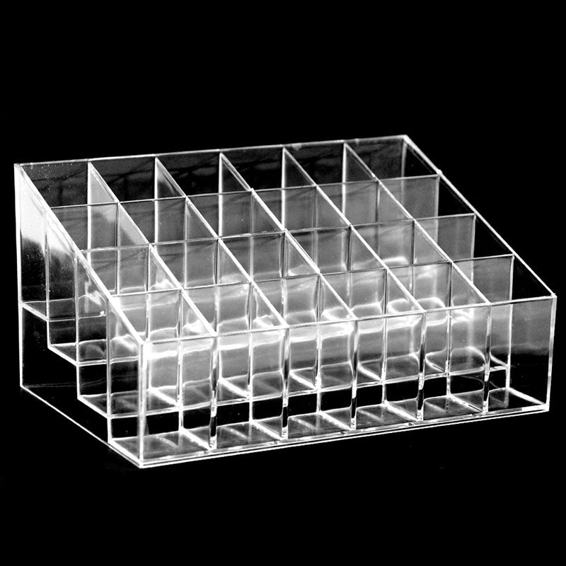 Clear 24 Grid Lipstick Stand Case Makeup Organizer Storage Box Lipstick Display Stand Holder Cosmetic Jewelry Organizer Box - StorageandmoreStorage