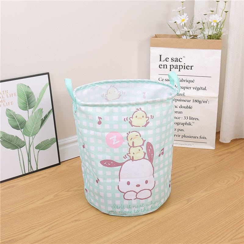 Kawaii Sanrioed My Melody Kuromi Cinnamoroll Foldable Laundry Basket Cartoon Folding Washing Bin Laundry Hamper - StorageandmoreStorage