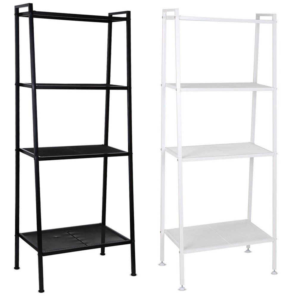 Ladder Shelf 4-Tier Bookshelf Plant Flower Stand Storage Rack Industrial Organizer Modern Shelves Shelving Bookcase Stable Metal - StorageandmoreStorage