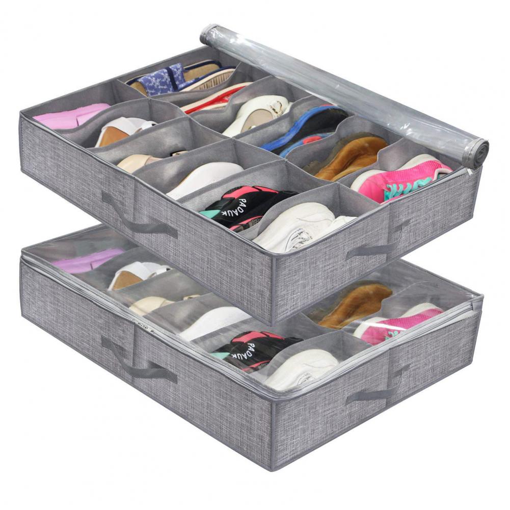 Practical 10 Grids Space-saving Underbed Organizer Non Woven Fabric Under Bed Shoe Organizer Convenient for Bedroom - StorageandmoreStorage