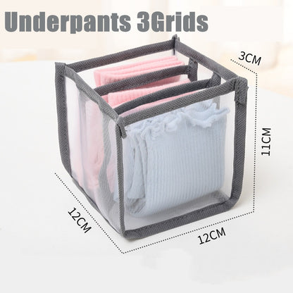 New 6/7/9/11 Grids Washable T-shirt Jeans Compartment Storage Closet Clothes Drawer Mesh Separation Box Stacking Pants Drawe - StorageandmoreStorage