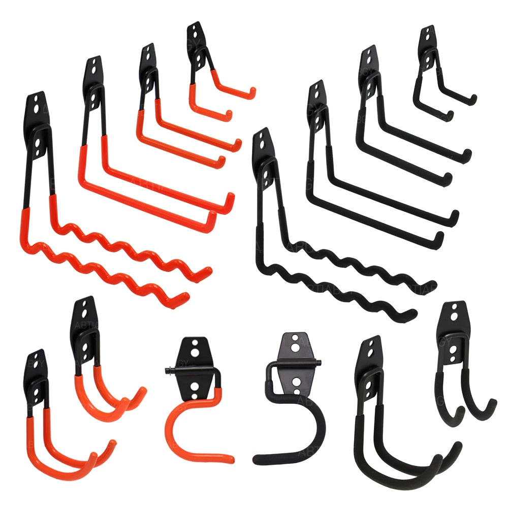 1pc High Quality Orange Garage Hook Storage Utility Double Hooks Warehouse Balcony Metal Garden Wall Organizer Hanger Black - StorageandmoreStorage