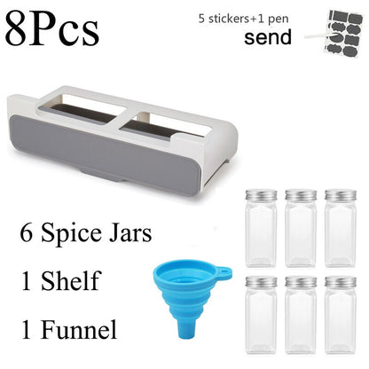 3-12PCS Set Seasoning Jar Square Glass Container Seasoning Bottle Kitchen Outdoor Camping Seasoning Container Glass Sealed Jar - StorageandmoreStorage