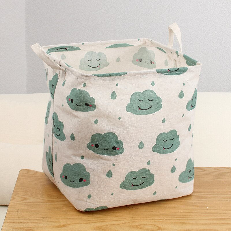 Cotton Linen Laundry Basket Square Dirty Clothes Toys Folding Organizer Bucket Anti-dust Big Storage Barrel Hamper Storage Home - StorageandmoreStorage