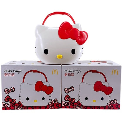 New Sanrio Hello Kitty Cartoon Plastic Portable Storage Basket Car Storage Basket Toys Hobbies Action Figures Holiday Gifts - StorageandmoreStorage