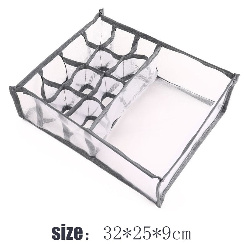 Underwear Socks Shorts Compartment Storage Box Closet Organizer Drawer Mesh Separation Dormitory Storage box Washable Organizer - StorageandmoreStorage