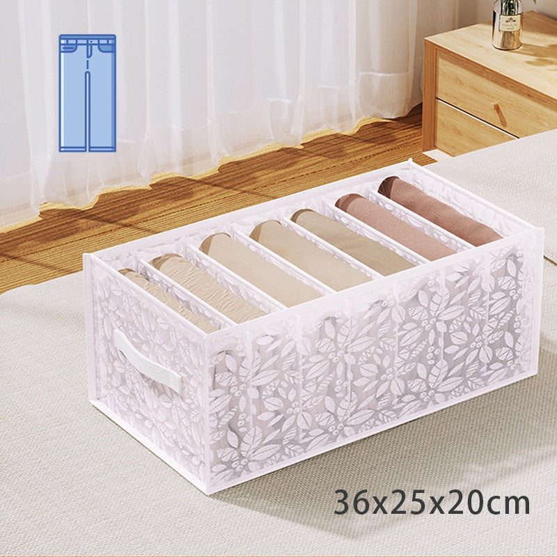 Jeans Compartment Storage Box Closet Clothes Drawer Mesh Separation Box Underwear Pants Drawer Divider Can Washed Home Organizer - StorageandmoreStorage