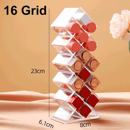 Clear 24 Grid Lipstick Stand Case Makeup Organizer Storage Box Lipstick Display Stand Holder Cosmetic Jewelry Organizer Box - StorageandmoreStorage