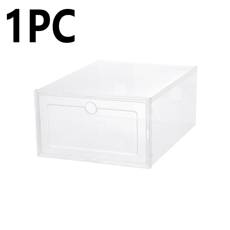 NEW Clear 1-12pcs Shoe Box Set Foldable Storage Plastic Transparent Door Home Closet Organizer Case Shelf Stack Wholesale - StorageandmoreStorage