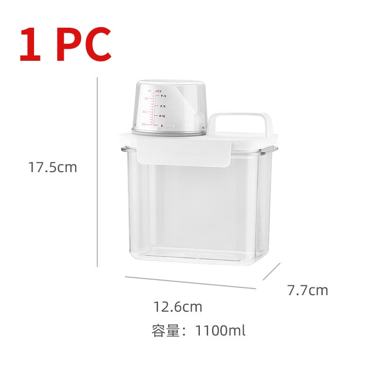 3PC Airtight Laundry Detergent Powder Storage Box Clear washing powder container with lid and handle Multipurpose plastic cereal - StorageandmoreStorage