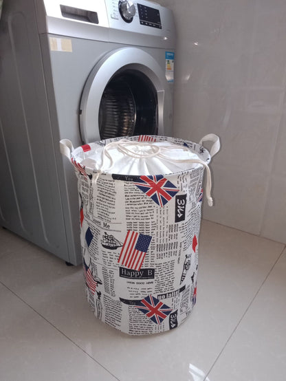 New Fashion Print Laundry Basket with Drawstring Lining Portable Foldable Storage Bag Hamper for Kids Toys Dirty Clothes Basket - StorageandmoreStorage