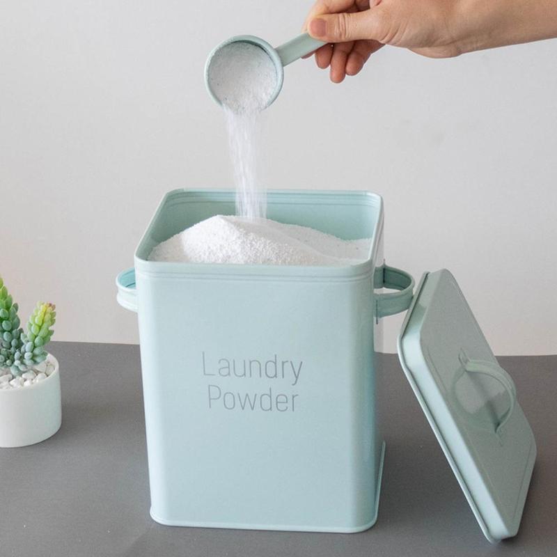 Laundry Detergent Powder Storage Tin Box Farmhouse Detergent Handy Soap Decor Room Laundry Rice Container Washing Dispenser - StorageandmoreStorage