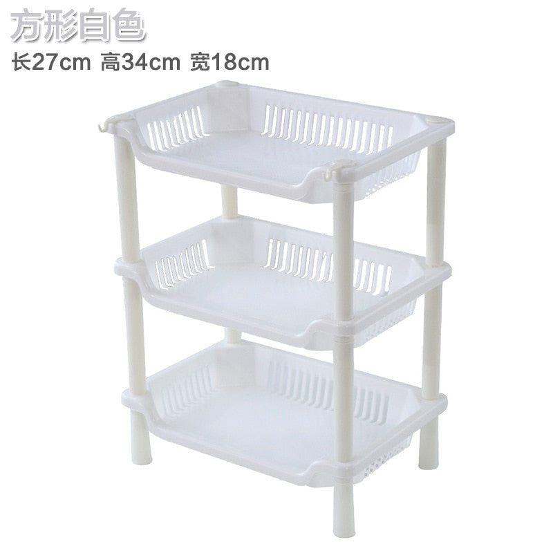 3-Layers Kitchen Storage Rack Shelve Plastic Assembled Sundries Food Shelf Dish Holder Bathroom Organizer Accessories - StorageandmoreStorage