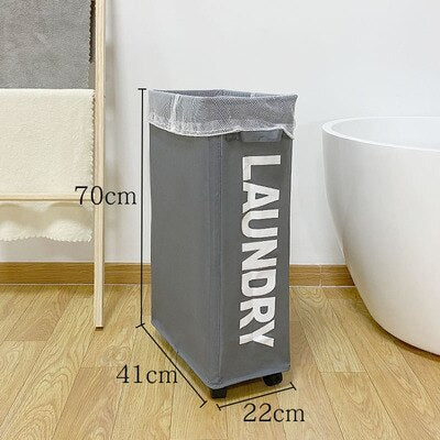 Home Slim Laundry Basket Hamper Storage Organizer 45L Collapsible Thin Dirty Clothes Basket Cesto Ropa Sucia - StorageandmoreStorage