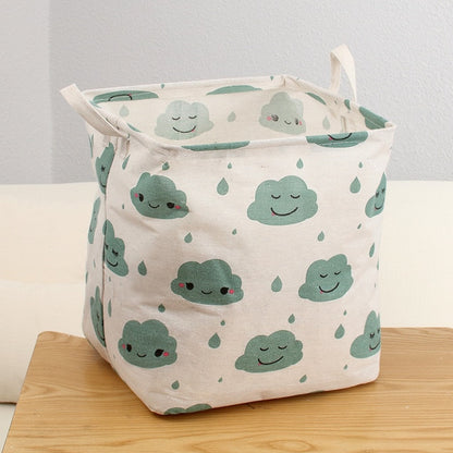 Cotton Linen Dirty Laundry Basket Foldable Round Waterproof Organizer Bucket Clothing Children Toy Large Capacity Storage Home - StorageandmoreStorage