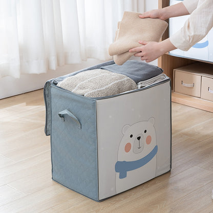 Quilt Clothes Organizer Storage Bag Closet Cartoon Portable Box Folding Pillow Quilt Blanket Wardrobe Move Home Accessories - StorageandmoreStorage