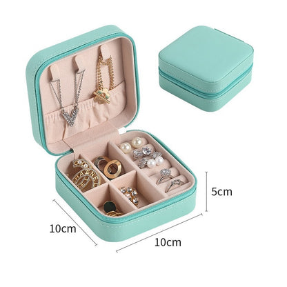 Portable Jewelry Storage Box Travel Organizer Jewelry Case Leather Storage Earrings Necklace Ring Jewelry Organizer Display - StorageandmoreStorage