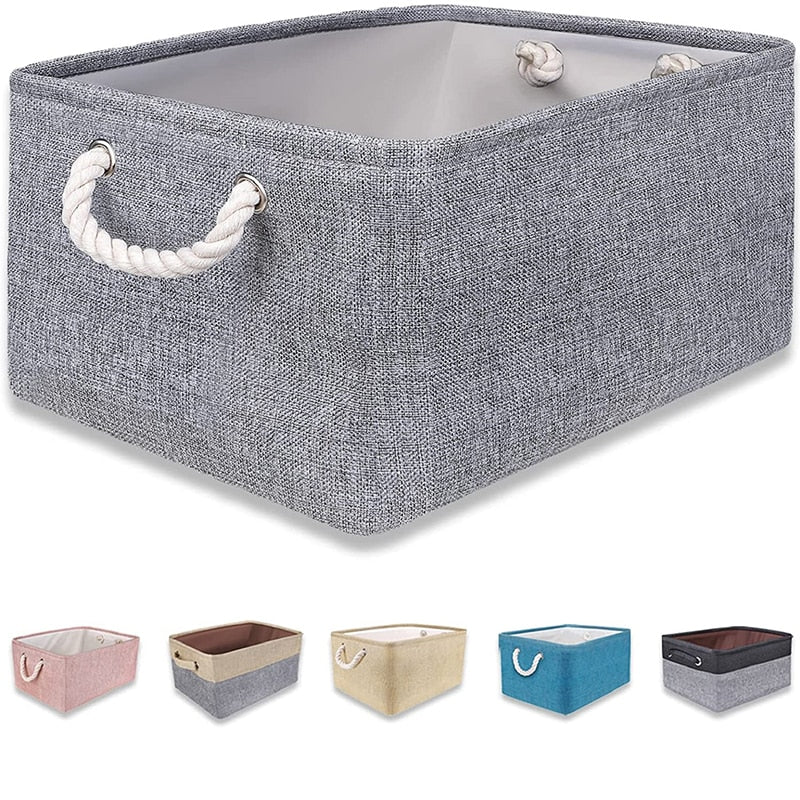 Cube Folding Storage Basket Foldable Linen Pet Toys Storage Box Organize Office Bedroom Closet Toys Laundry Basket - StorageandmoreStorage