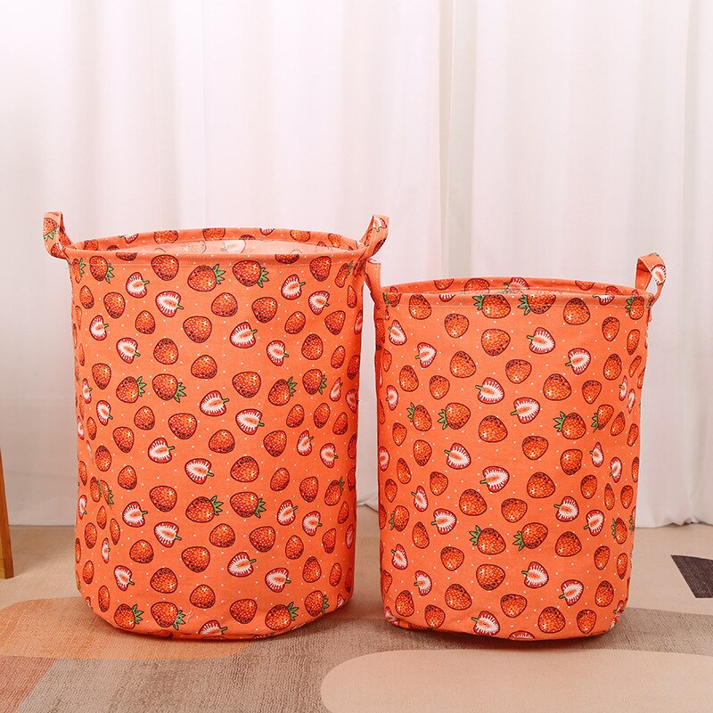 Cotton Linen Dirty Laundry Basket Foldable Round Waterproof Organizer Bucket Clothing Children Toy Large Capacity Storage Home - StorageandmoreStorage