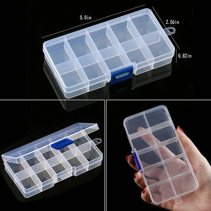 Transparent Plastic Storage Jewelry Box Compartment Adjustable Container For Beads Earring Box For Jewelry Rectangle Box Case - StorageandmoreStorage