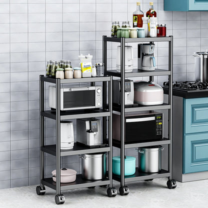 Storage Shelving Organizer Heavy Duty Metal Storage Rack Units with Wheels, Adjustable Shelves Kitchen Pantry Closet Stand Rack - StorageandmoreStorage