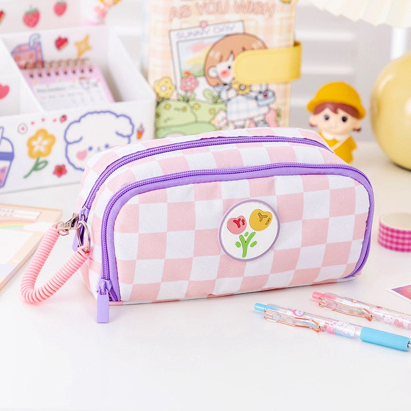 Portable cartoon bear pencil case with pen insert animal cute pencil bag school student stationery storage bag canvas girl bags - StorageandmoreStorage