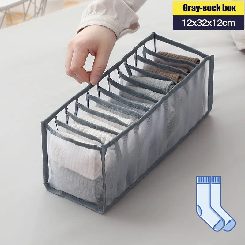 Jeans Compartment Storage Box Closet Clothes Drawer Mesh Separation Box Stacking Pants Drawer Divider Can Washed Home Organizer - StorageandmoreStorage