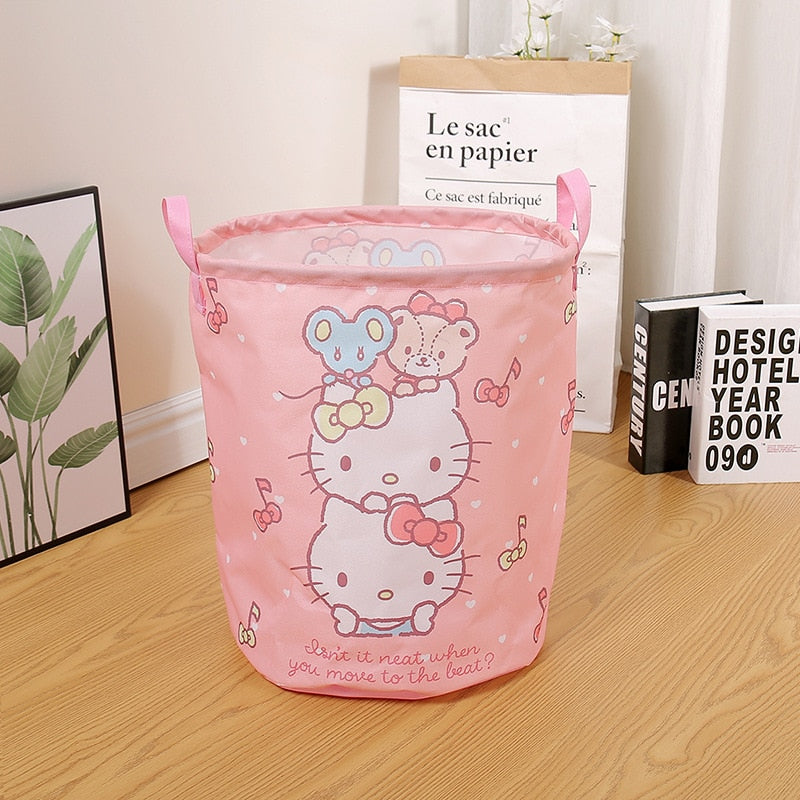 Kawaii Sanrioed My Melody Kuromi Cinnamoroll Foldable Laundry Basket Cartoon Folding Washing Bin Laundry Hamper - StorageandmoreStorage