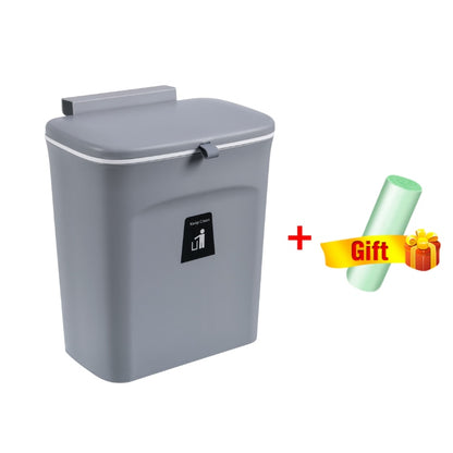 7/9L Hanging Trash Can For Kitchen Large Capacity Kitchen Recycling Garbage basket Bathroom Wall Mounted Trash Bin with lid - StorageandmoreStorage