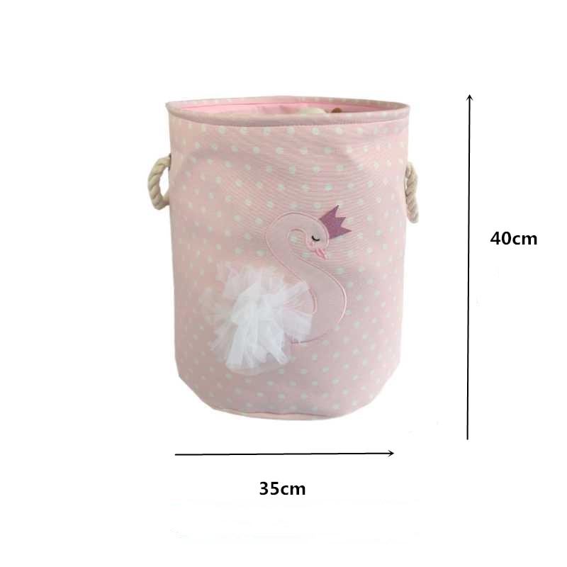 Pink Large Laundry Basket Round Dirty Clothes Toys Folding Bucket Anti-dust Big Storage Barrel Hamper - StorageandmoreStorage