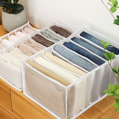 Jeans Compartment Storage Box Closet Clothes Drawer Mesh Separation Box Stacking Pants Drawer Divider Can Washed Home Organizer - StorageandmoreStorage