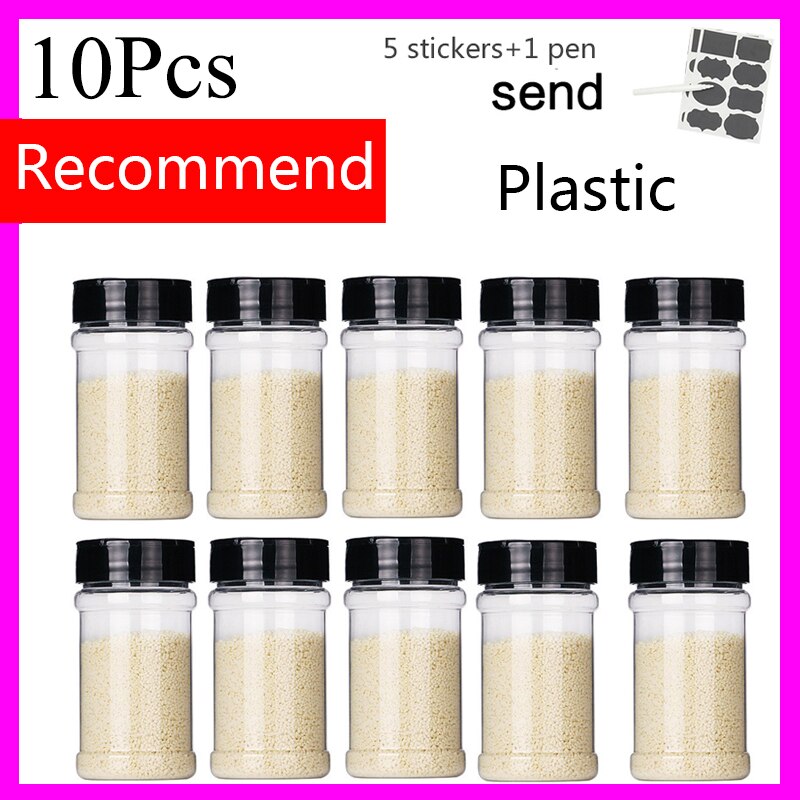 3-12PCS Set Seasoning Jar Square Glass Container Seasoning Bottle Kitchen Outdoor Camping Seasoning Container Glass Sealed Jar - StorageandmoreStorage