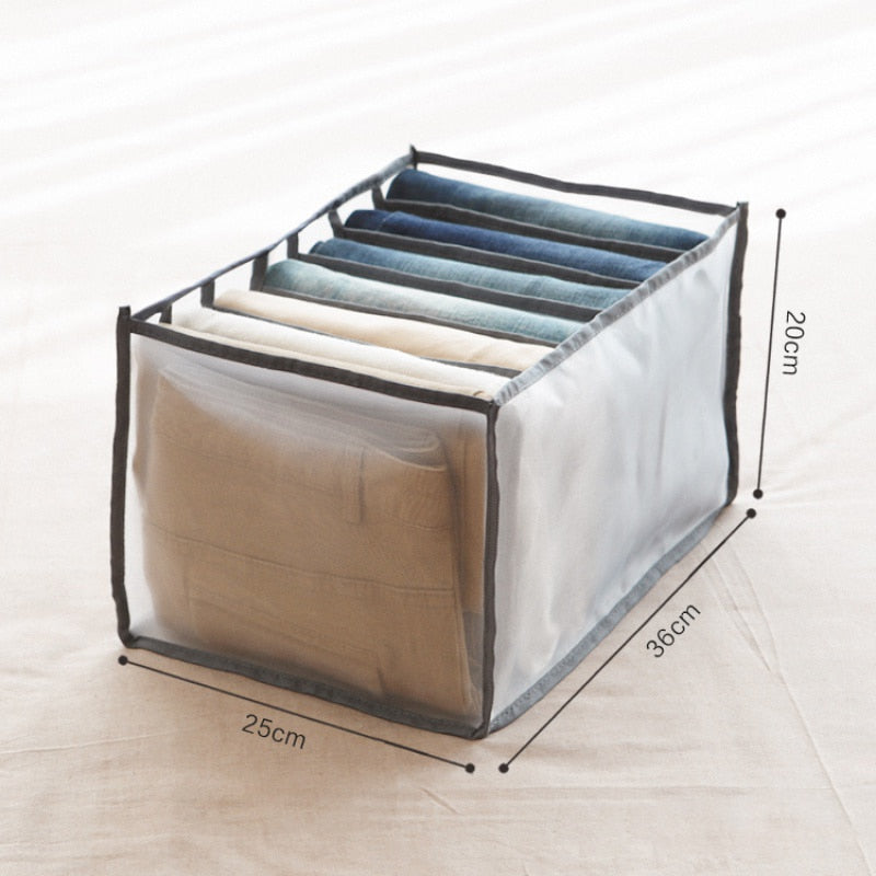 Jeans Compartment Storage Box Closet Clothes Drawer Mesh Separation Box Underwear Pants Drawer Divider Can Washed Home Organizer - StorageandmoreStorage