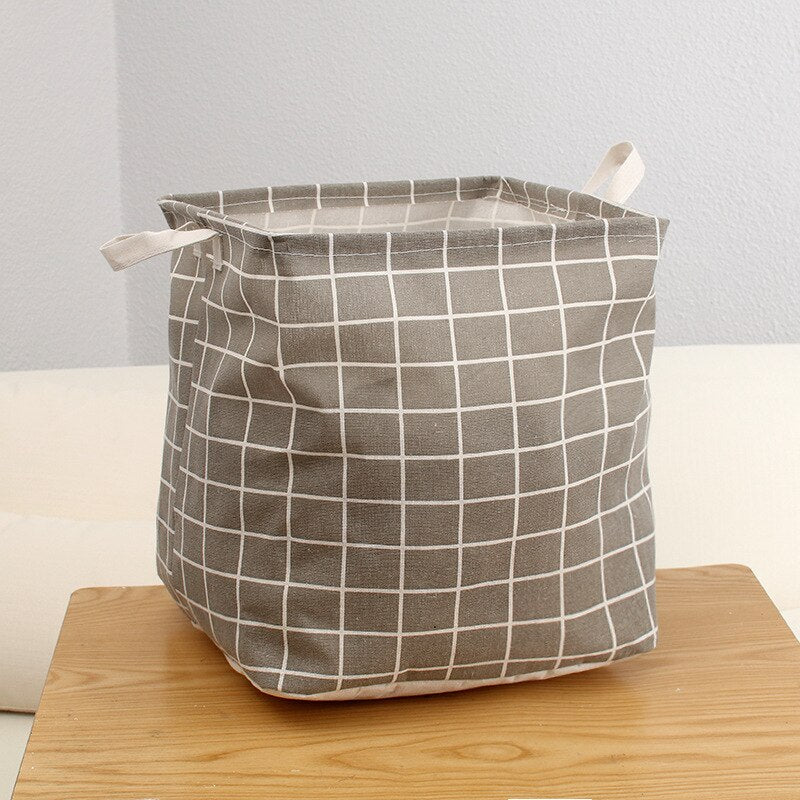 Cotton Linen Laundry Basket Square Dirty Clothes Toys Folding Organizer Bucket Anti-dust Big Storage Barrel Hamper Storage Home - StorageandmoreStorage