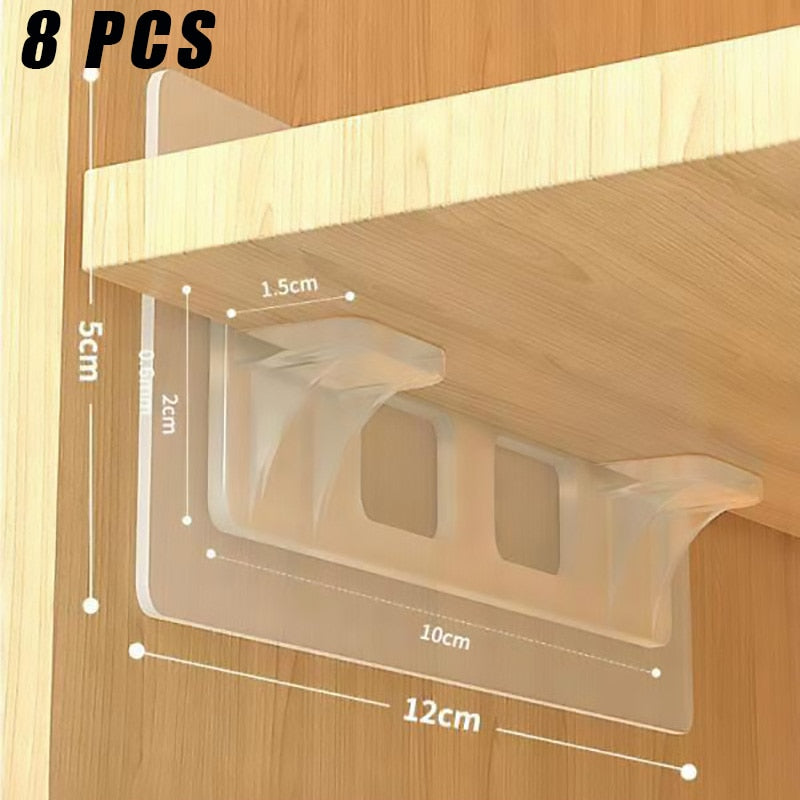 2/6/8/10/12  Shelf Support Adhesive Pegs Closet Partition Bracket Cabinet Support Clips Wall Hanger Sticker For Kitchen Bathroom - StorageandmoreStorage