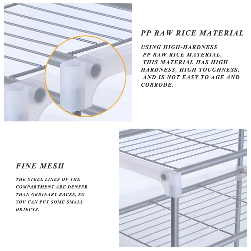 2-Layer Microwave Oven Shelf Stainless Steel Detachable Rack Kitchen Organize Tableware Shelves Home Storage Rack Holder - StorageandmoreStorage