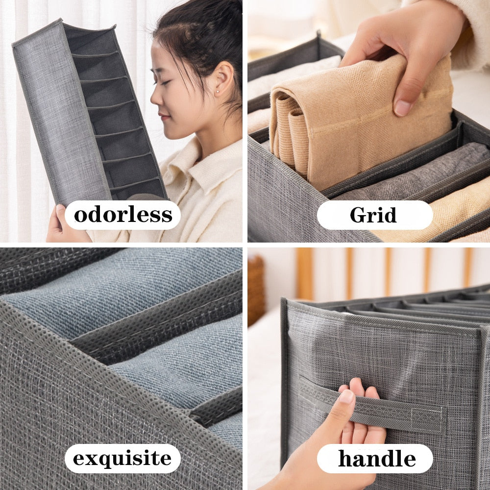 Jeans storage boxes Closet organizer drawer divider boxes Foldable Underwear bra organizers Wardrobe pants T-shirt storage box - StorageandmoreStorage