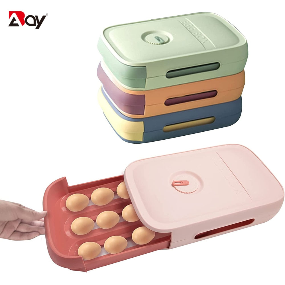 Plastic Egg Storage Containers Organizer Box with Lid Refrigerator Kitchen Drawer Holder for  Household Fresh Fridge Accessories - StorageandmoreStorage