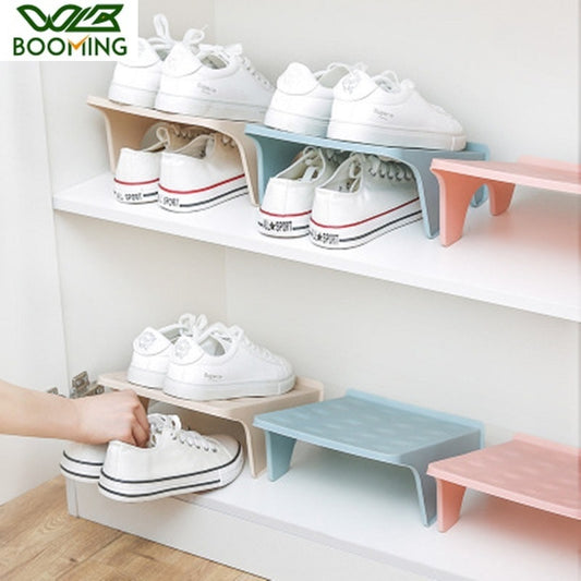 WBBOOMING Household Storage Shoe Rack Double And Single Shoe Holder Plastic Integrated Simple Space Saving Economical Shoe Rack - StorageandmoreStorage