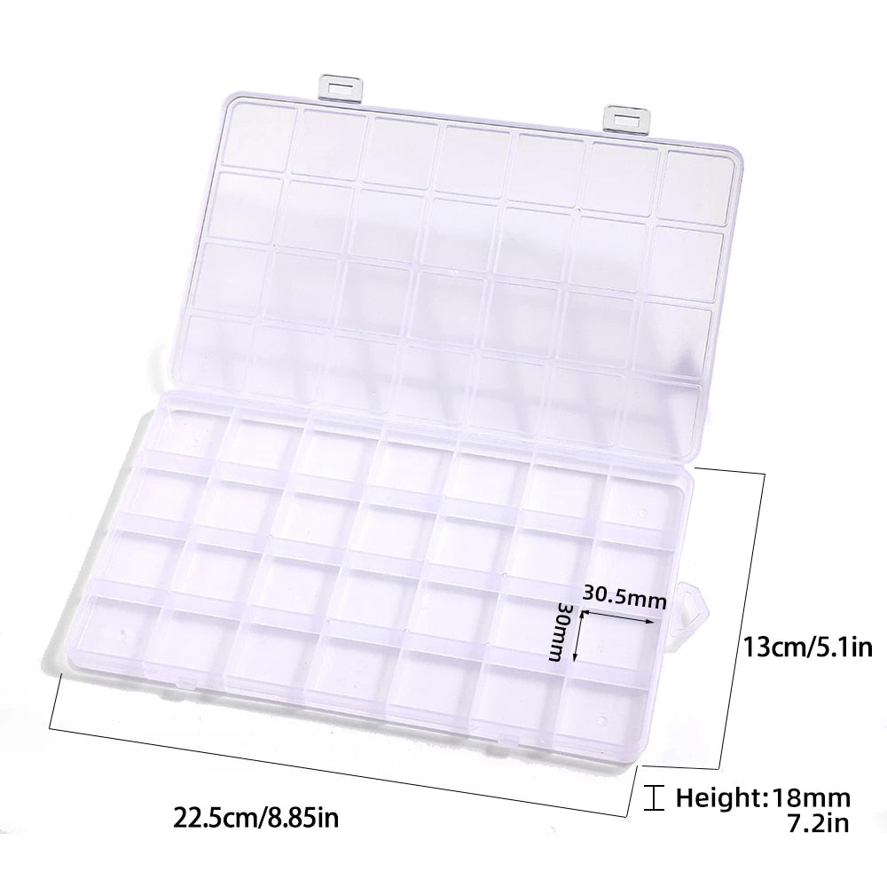 28 Grid Rectangle Plastic Jewelry Box Compartment Storage Box Case Jewelry Earring Bead Craft Display Container Organizer - StorageandmoreStorage