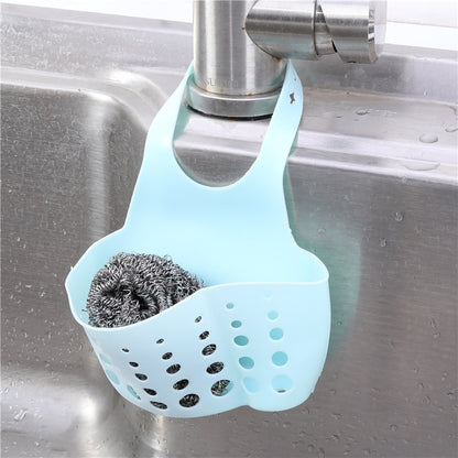 Sink Shelf Soap Sponge Drain Rack Hanging Bag Kitchen Accessorie Bathroom Holder Strap Faucet Storage Basket with Drain Holes - StorageandmoreStorage