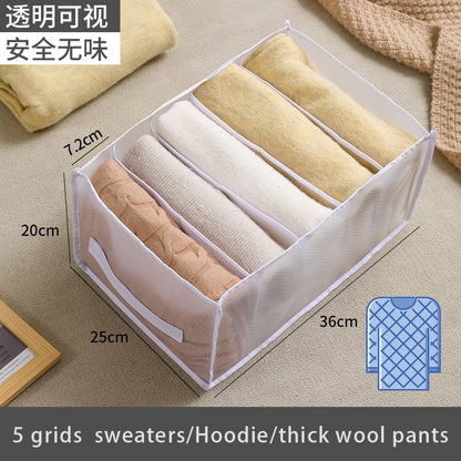 Jeans Compartment Storage Box Closet Clothes Drawer Mesh Separation Box Stacking Pants Drawer Divider Can Washed Home Organizer - StorageandmoreStorage