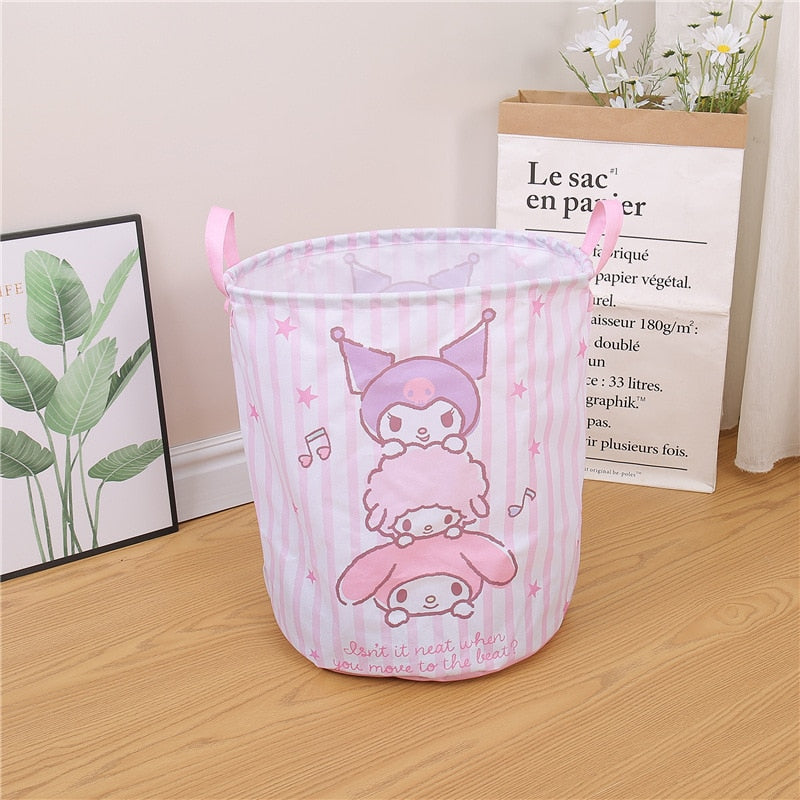 Kawaii Sanrioed My Melody Kuromi Cinnamoroll Foldable Laundry Basket Cartoon Folding Washing Bin Laundry Hamper - StorageandmoreStorage